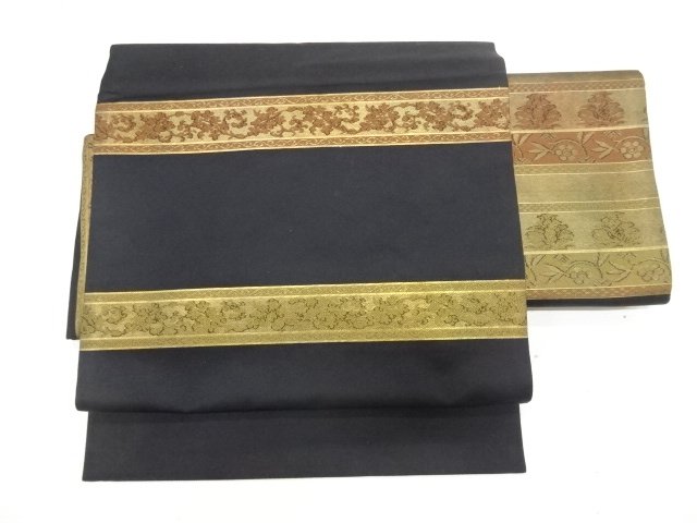 JAPANESE KIMONO / HORIZONTAL BAND / WOVEN FLORAL PATTERN TSUKURI OBI